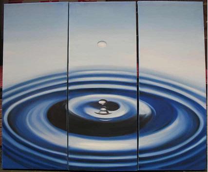 Dafen Oil Painting on canvas blue water drop -set531